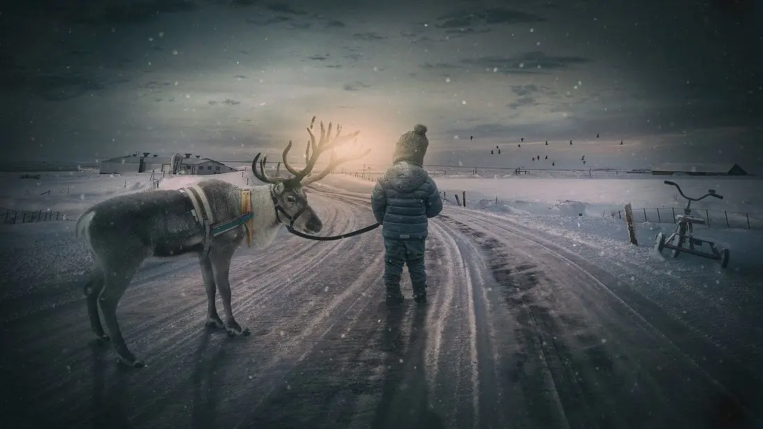Snowy winter landscape at the North Pole